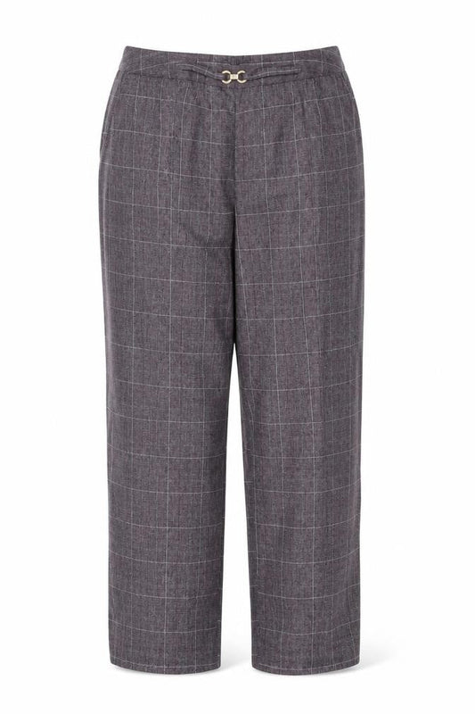 Damart Women's Grey Check Pleated Trousers Size 16