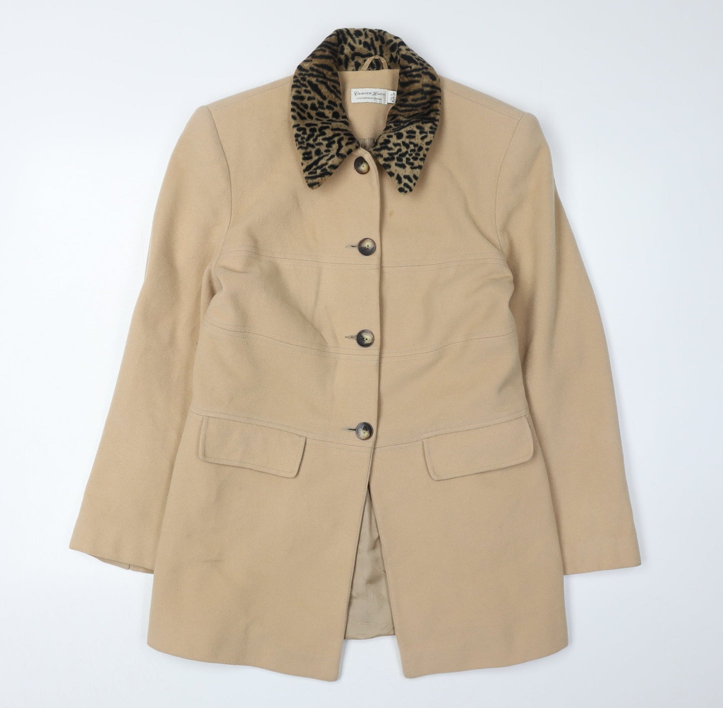 Womens UK Size 12 Charlotte Halton Beige Overcoat
