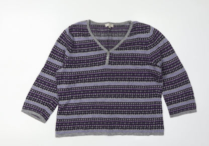 Womens UK Size M CC Purple Henley Jumper