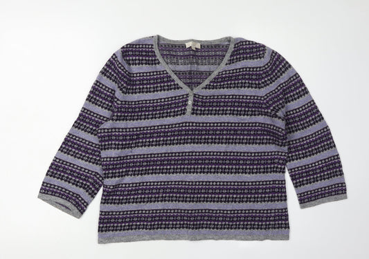 Womens UK Size M CC Purple Henley Jumper