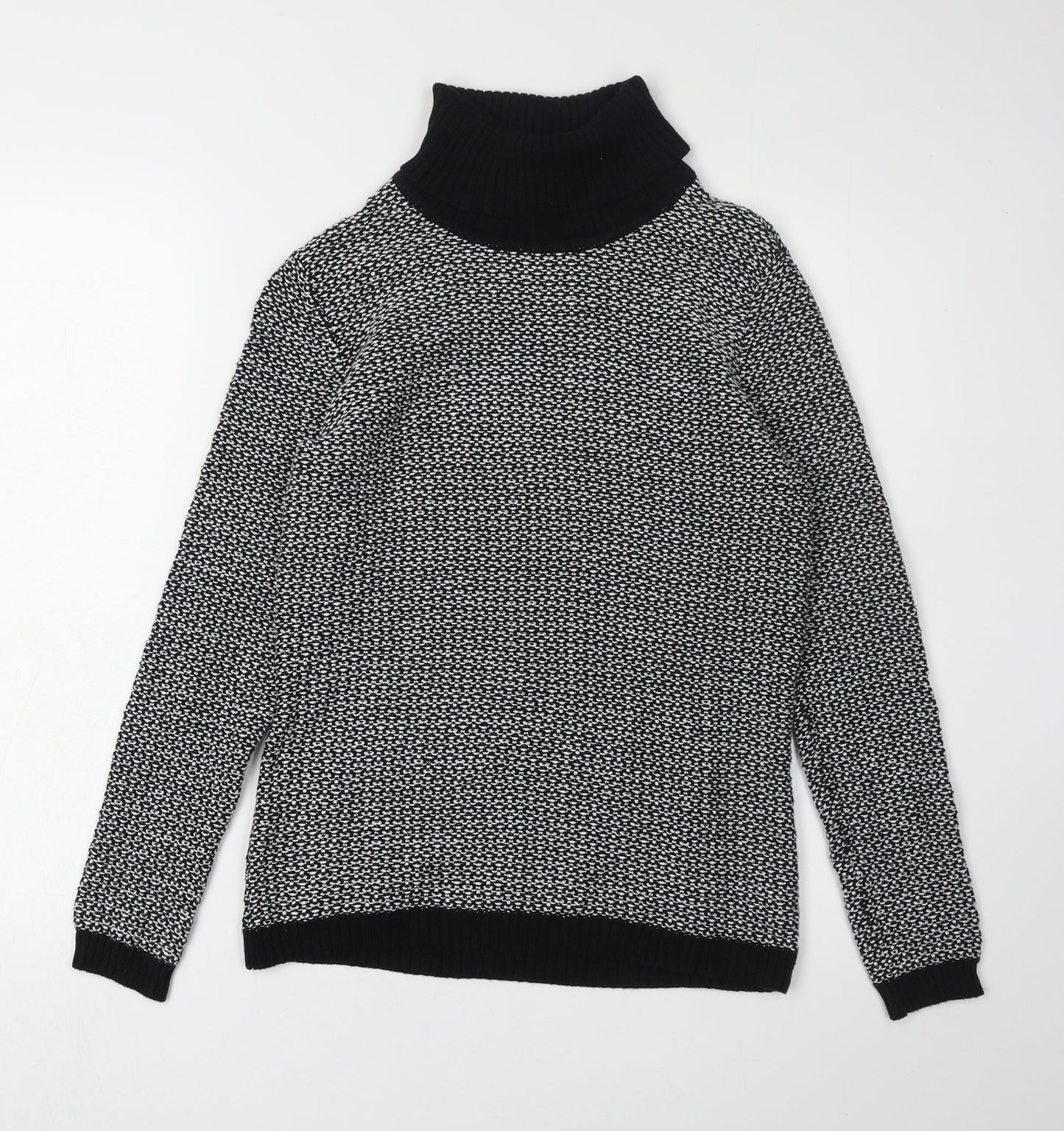 Karen Scott Women's Black Roll Neck Cotton Jumper