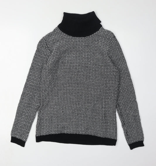 Karen Scott Women's Black Roll Neck Cotton Jumper