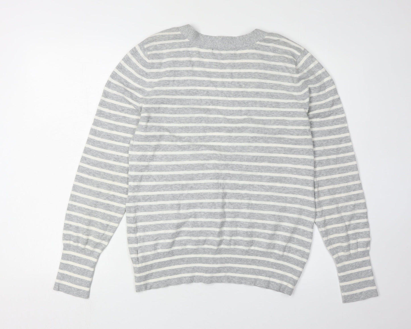 Gap Men's Grey Striped Cardigan, Size L, V-Neck