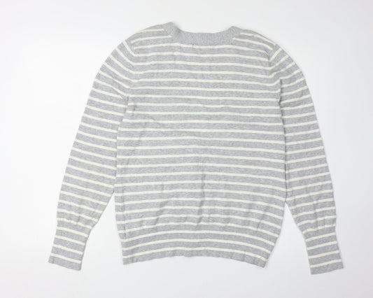 Gap Men's Grey Striped Cardigan, Size L, V-Neck