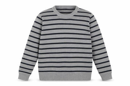 Front view of J.Crew boys’ grey striped jumper m (8-9 years)