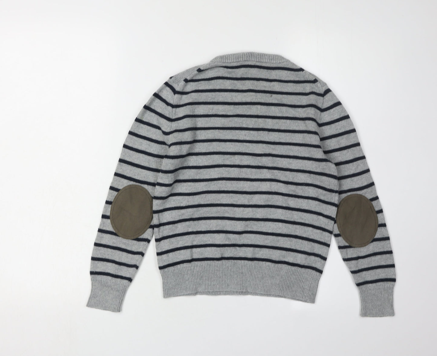J.Crew Boys Grey Striped Pullover Jumper M (8-9 Years)