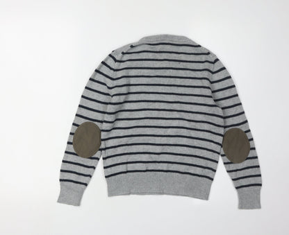 J.Crew Boys Grey Striped Pullover Jumper M (8-9 Years)