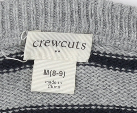 J.Crew Boys Grey Striped Pullover Jumper M (8-9 Years)