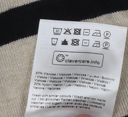 b.young Women's Beige Striped Pullover Jumper L