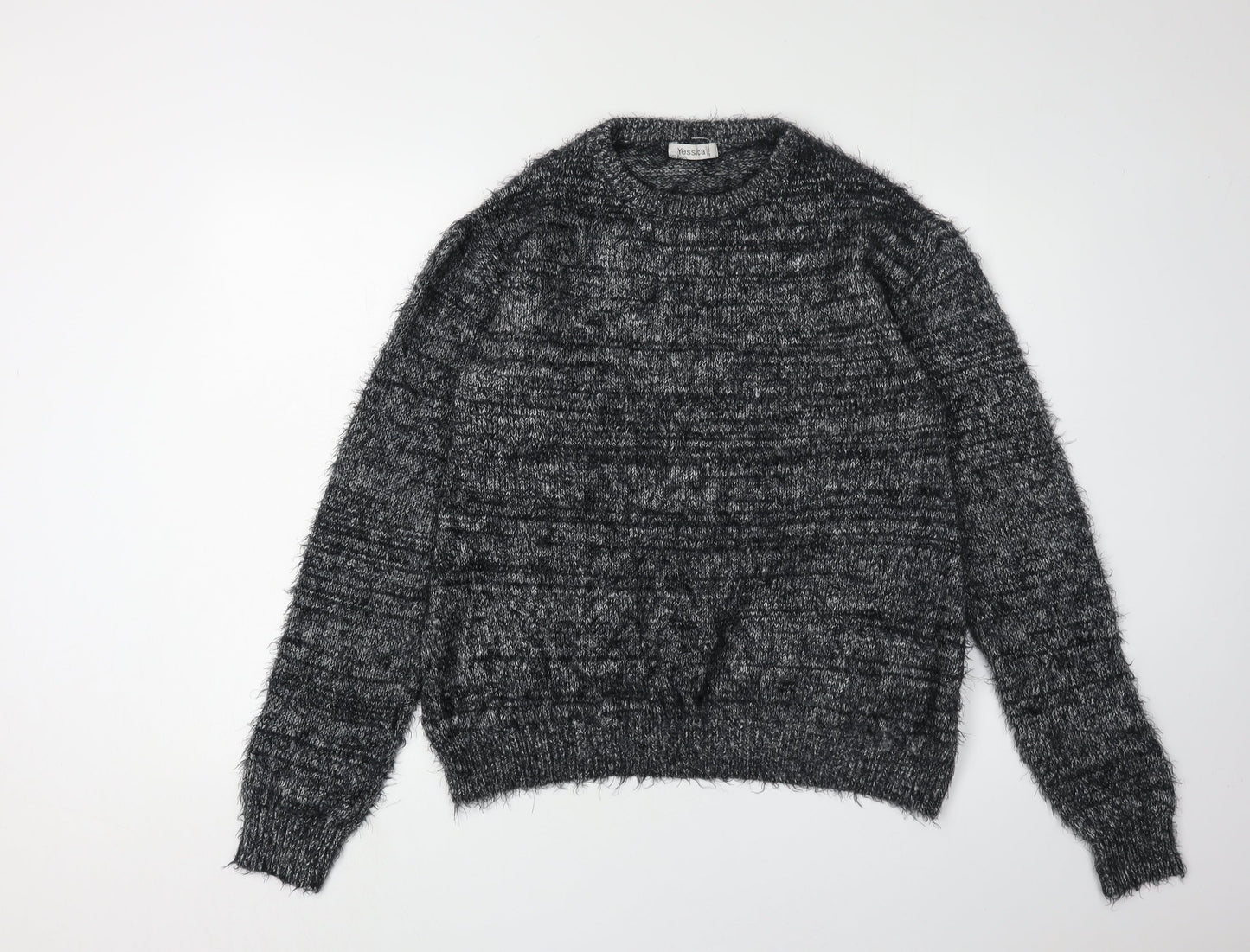 C&A Women's Black Acrylic Pullover Jumper, Size L