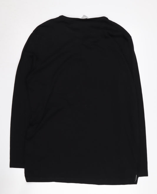 Jack & Jones Men's XL Black Henley Long Sleeve T-Shirt