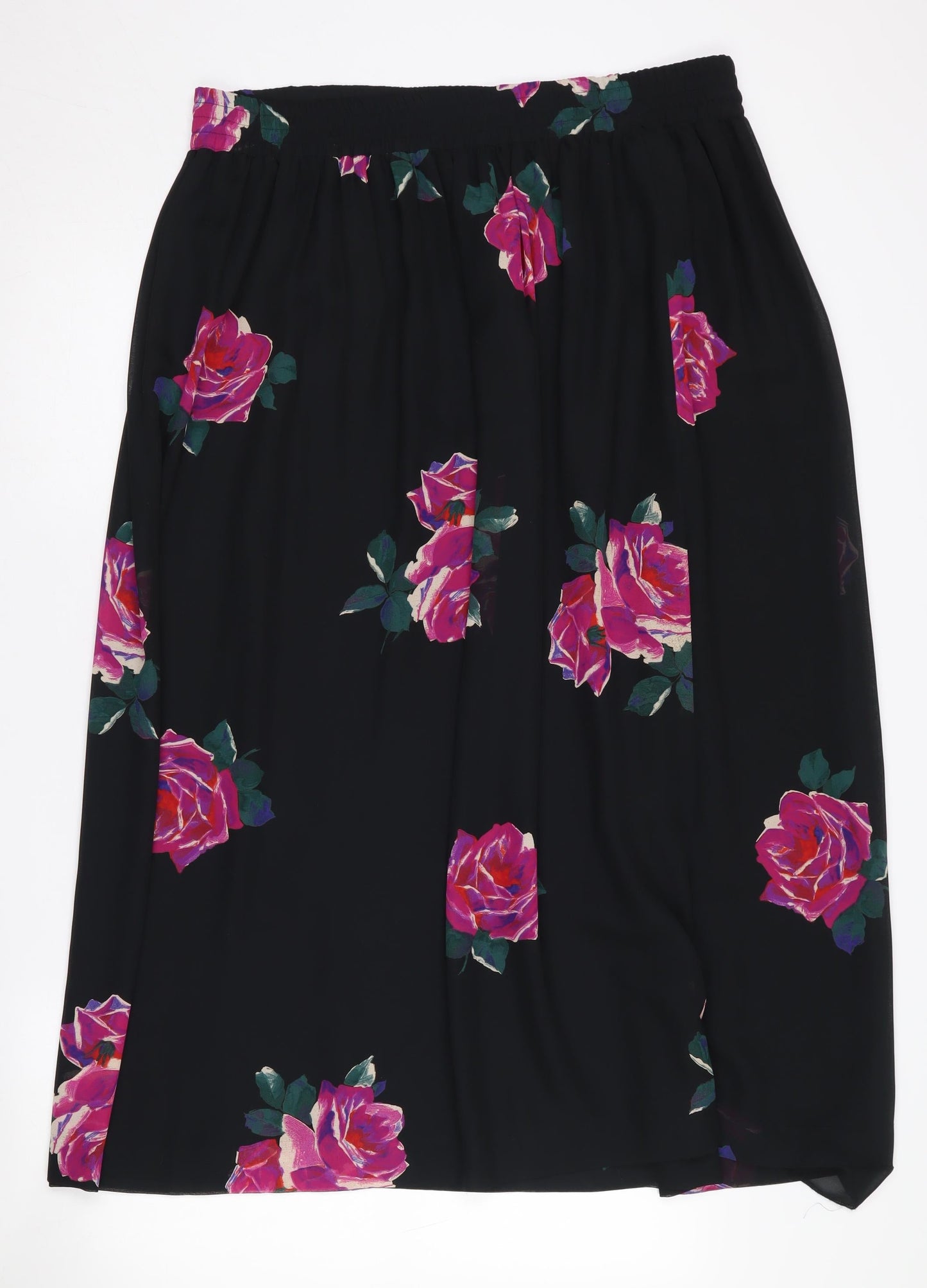 Jaeger Women's Black Midi A-Line Floral Skirt S