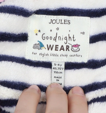 Joules Girls Multicoloured Striped Hooded Robe, Size 5-6 Years
