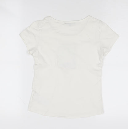 DKNY Girls White Sequin T-Shirt, Size 10 Years, Casual Top