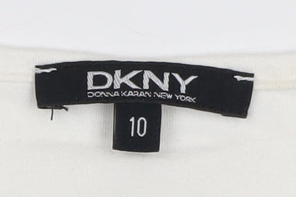 DKNY Girls White Sequin T-Shirt, Size 10 Years, Casual Top