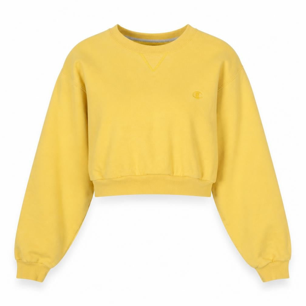 Front view of Champion Yellow Pullover Sweatshirt M - unisex style