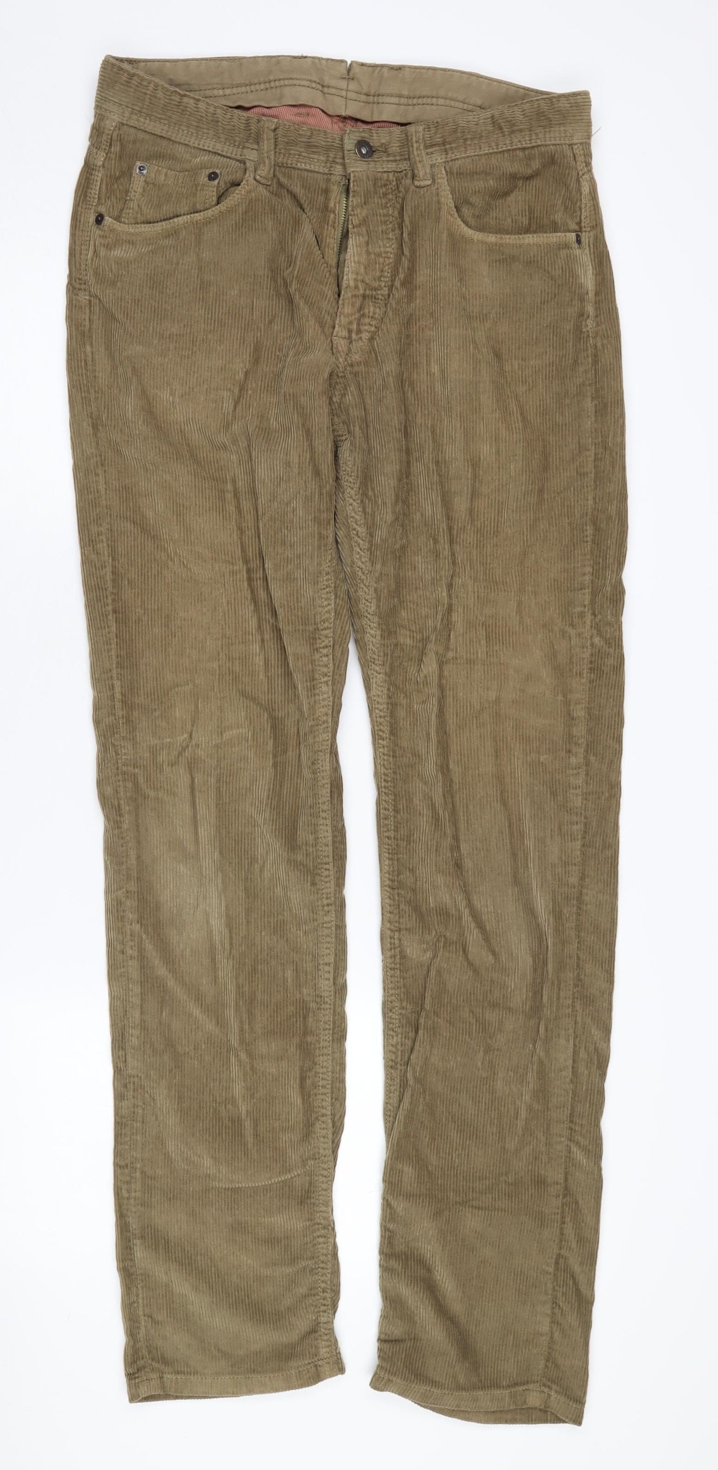 Massimo Dutti Men's Brown Corduroy Trousers 42