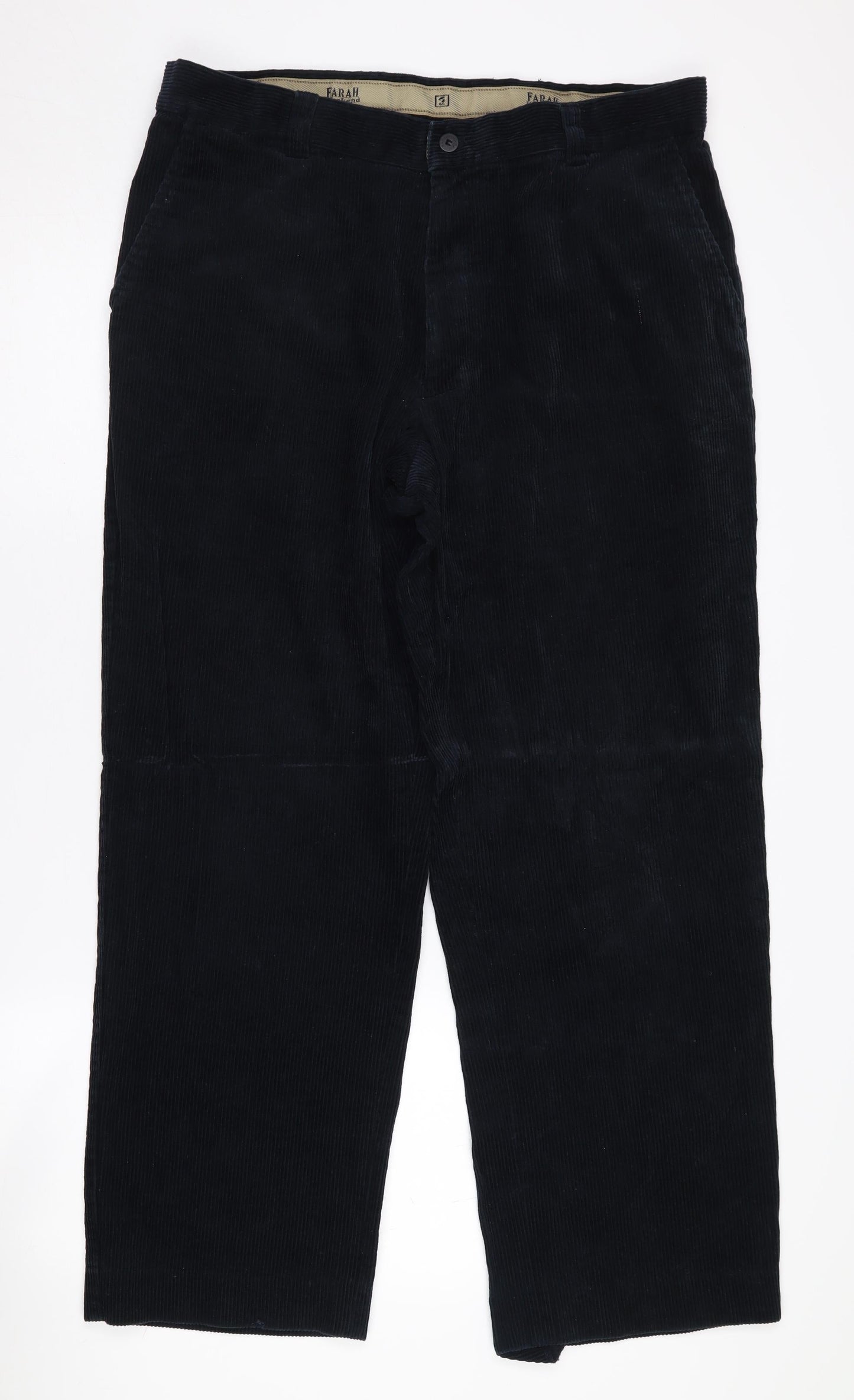 Farah Men's Black Corduroy Trousers, Size 38