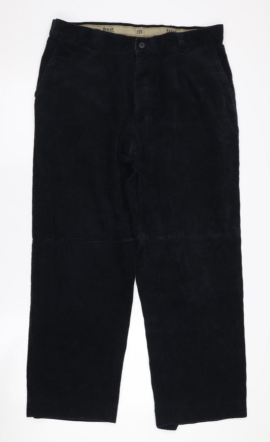 Farah Men's Black Corduroy Trousers, Size 38