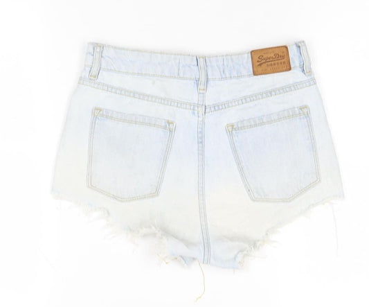 Superdry Women's Blue Denim Cut-Off Shorts Size 4
