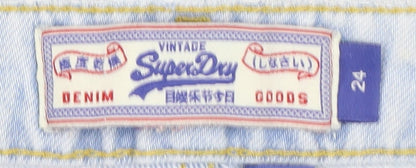 Superdry Women's Blue Denim Cut-Off Shorts Size 4