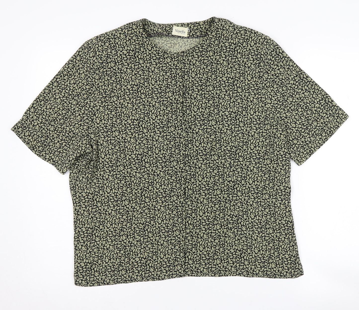 Womens UK Size 14 Viyella Green Basic Blouse