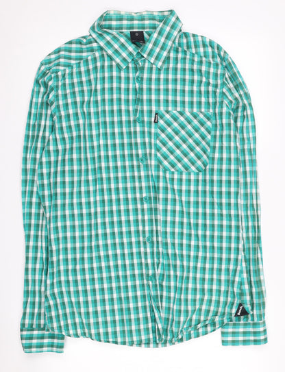 Bench Men's Green Check Long Sleeve Shirt L