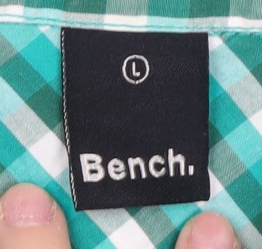 Bench Men's Green Check Long Sleeve Shirt L