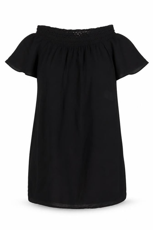 Front view of Jacqueline de Yong Women's Black Off Shoulder Dress -, size 10