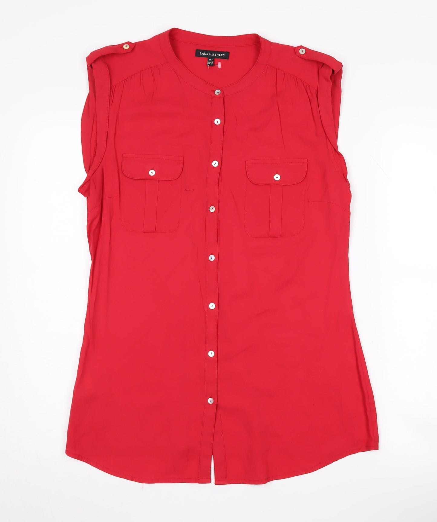 Laura Ashley Women's Red Button-Up Top, Size 14