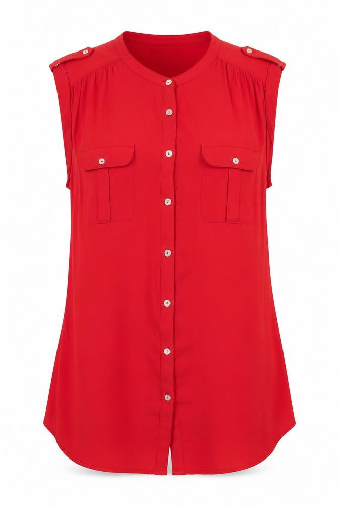 Womens UK Size 14 Laura Ashley Red  Button-Up