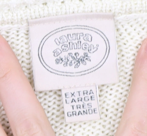 Laura Ashley Women's Ivory XL Cotton Pullover Jumper