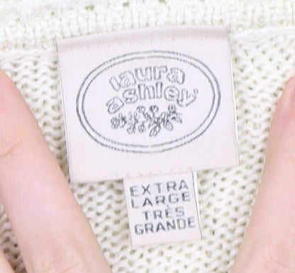 Laura Ashley Women's Ivory XL Cotton Pullover Jumper