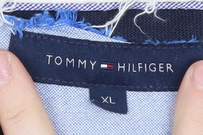 Tommy Hilfiger Men's Green XL Striped Long Sleeve Polo