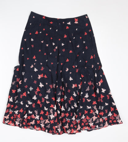 Laura Ashley Womens Floral Skirt Size 8 Multicoloured Linen