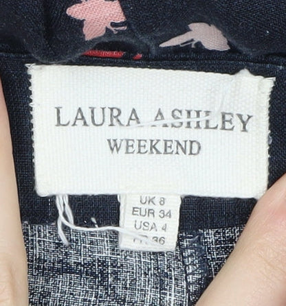 Laura Ashley Womens Floral Skirt Size 8 Multicoloured Linen