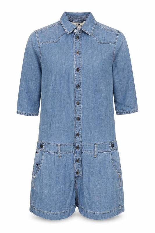 Front view of Hilfiger Denim Blue XS Women's 3/4 Sleeve Playsuit