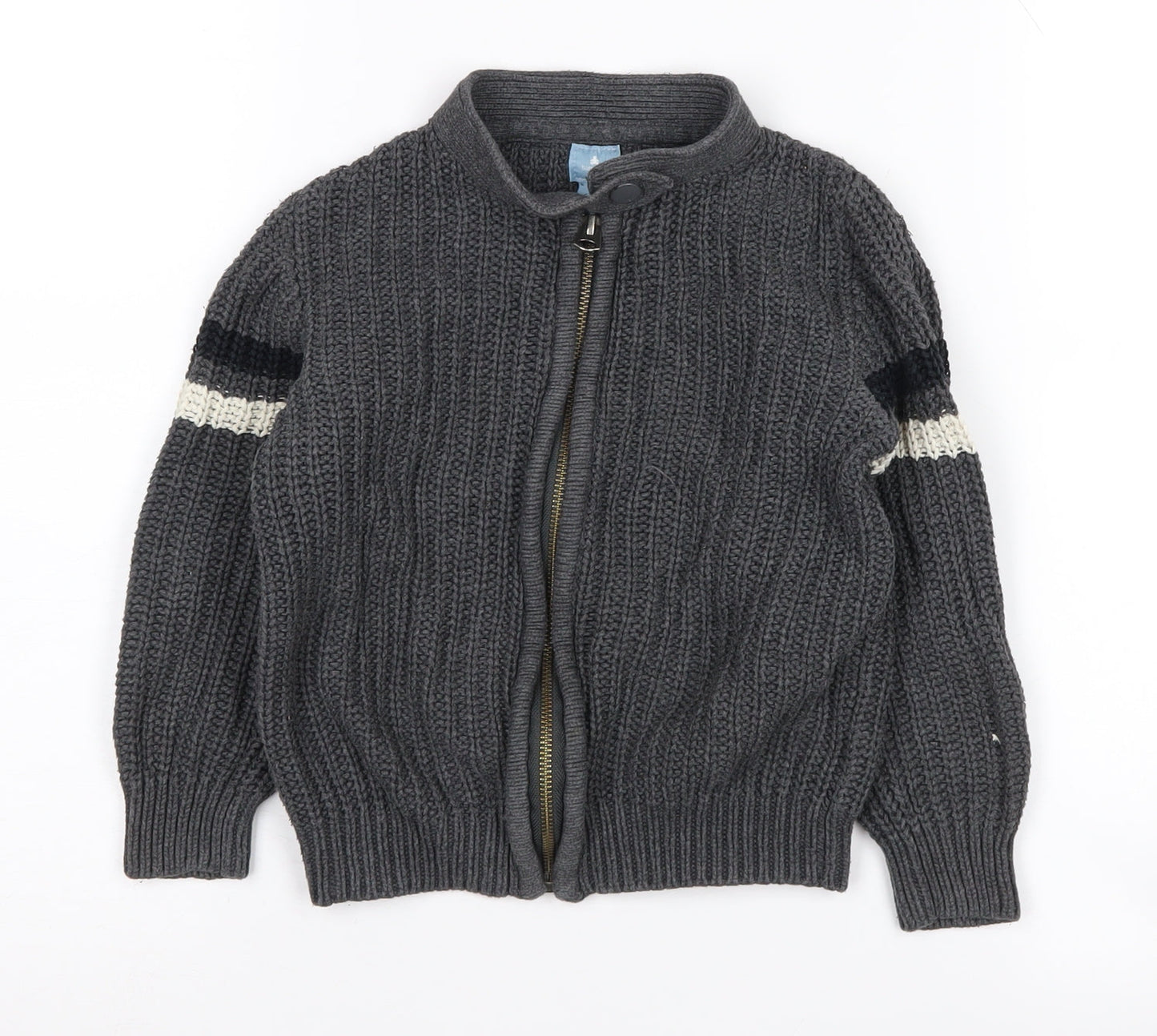 babyGap Grey Boys Cotton Knit Jacket 4 Years - Casual Zip