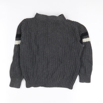 babyGap Grey Boys Cotton Knit Jacket 4 Years - Casual Zip
