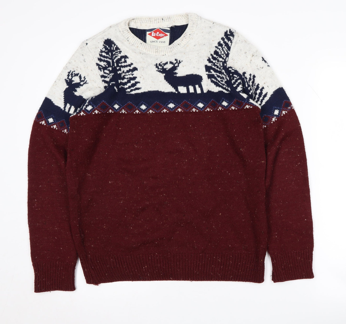 Lee Cooper Men's Red Christmas Pullover Jumper S