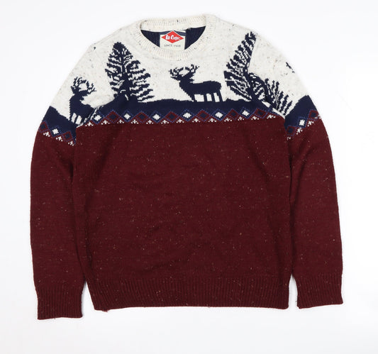 Lee Cooper Men's Red Christmas Pullover Jumper S