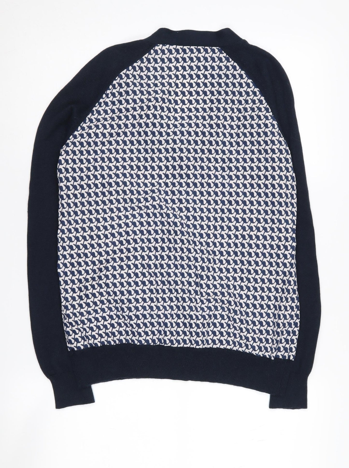 Farhi Women's Blue Cardigan M V-Neck Geometric