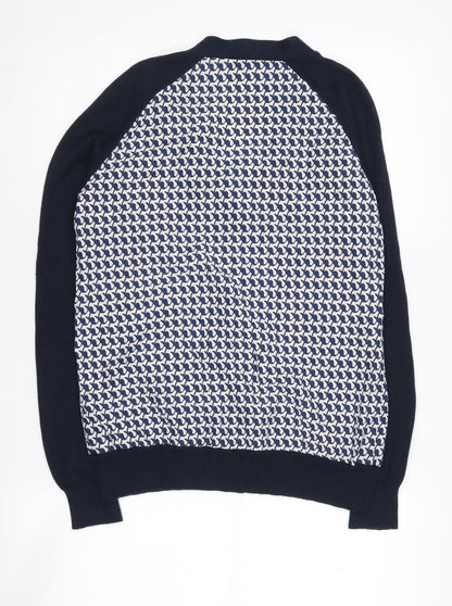 Farhi Women's Blue Cardigan M V-Neck Geometric