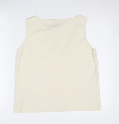 Chico's Women's Ivory Sleeveless Boat Neck Jumper Size 16