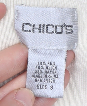 Chico's Women's Ivory Sleeveless Boat Neck Jumper Size 16
