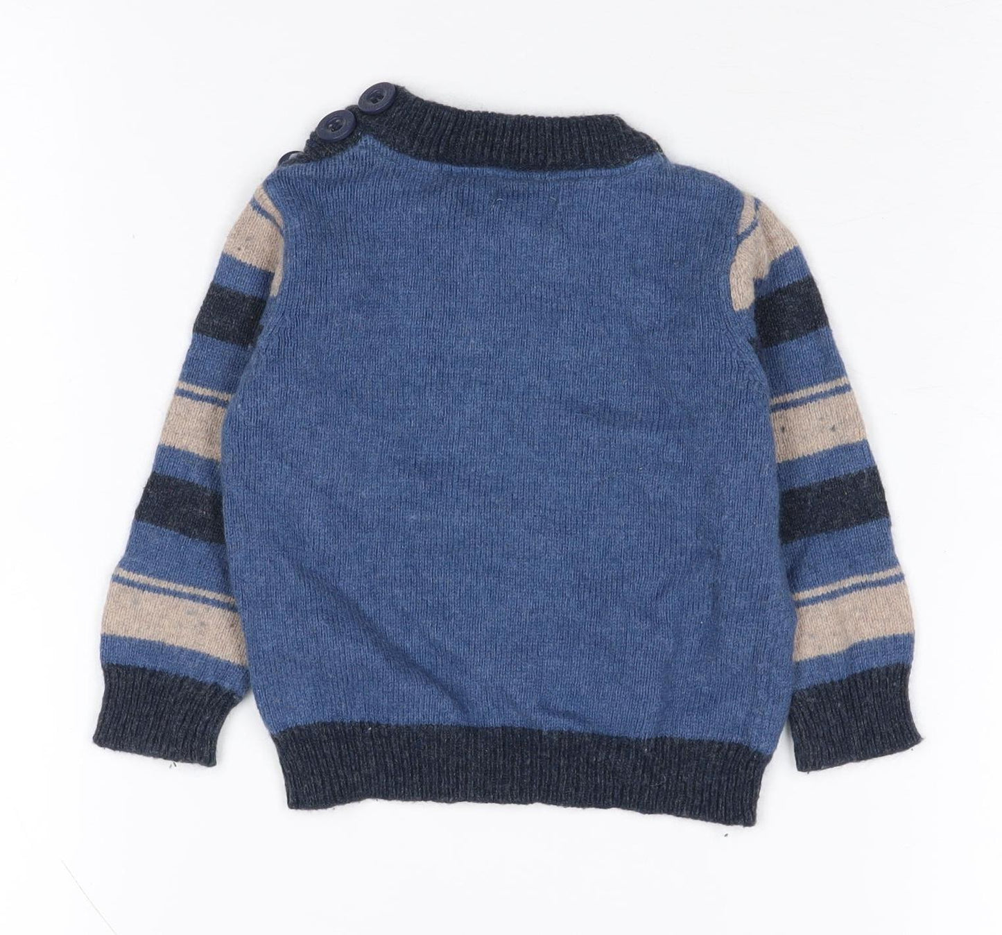 Monsoon Unisex Blue Animal Jumper 6-9 Months, Cotton Wool Blend
