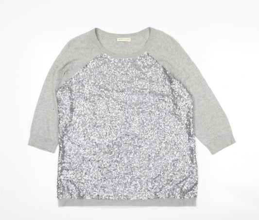 Womens UK Size 2 Whistles Grey Pullover Jumper