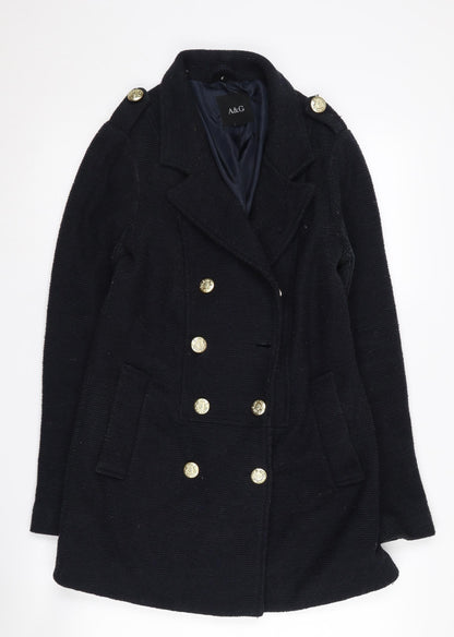 A&G Women's Black Wool Blend Pea Coat Size S