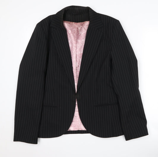 Dorothy Perkins Women's Black Pinstripe Blazer Size 14