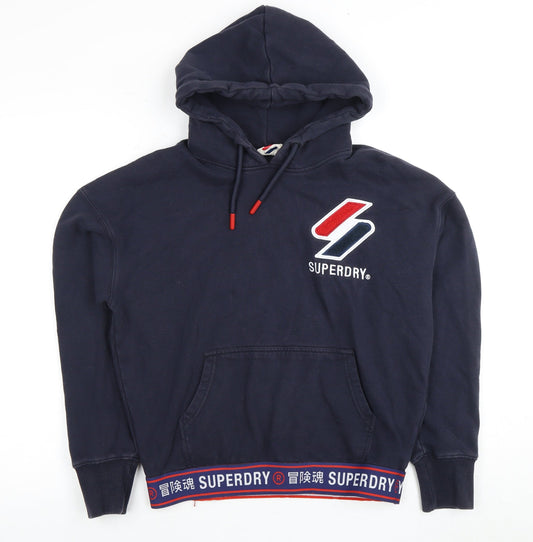 Superdry Unisex Adults Blue Hoodie Logo Size 12